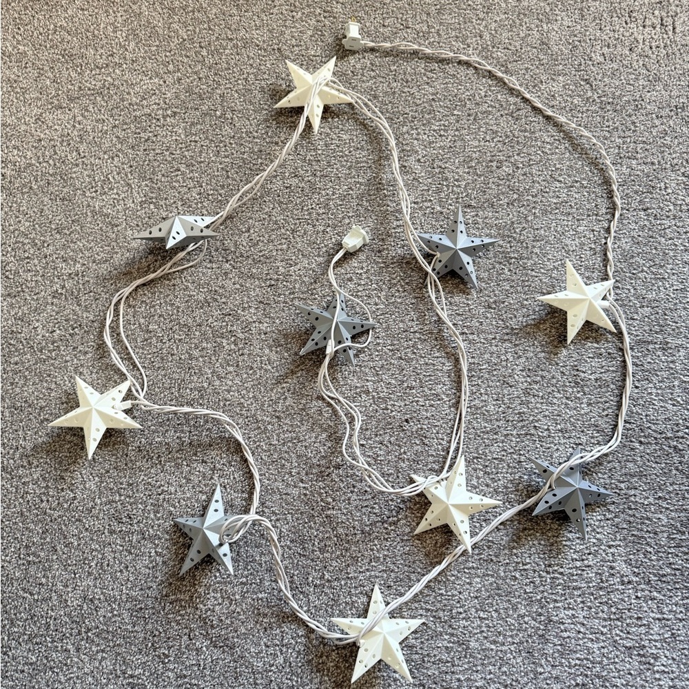 Star String Lights - White & Gray Star Garland for Parties